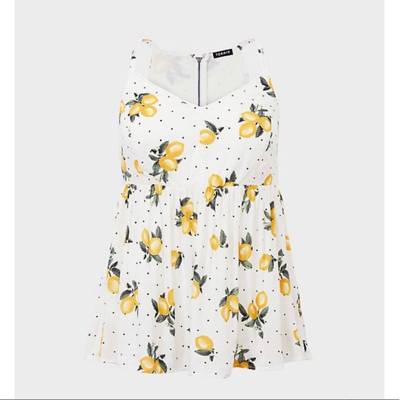 torrid Tops - TORRID White Dotted Lemons Challis Babydoll Cami